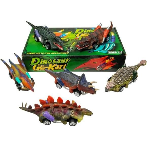 Dinosaur Toy Pull Back Cars, 6 Pack Dino Toys for 3 Year Old Boys and Toddlers - Picture 6 of 6